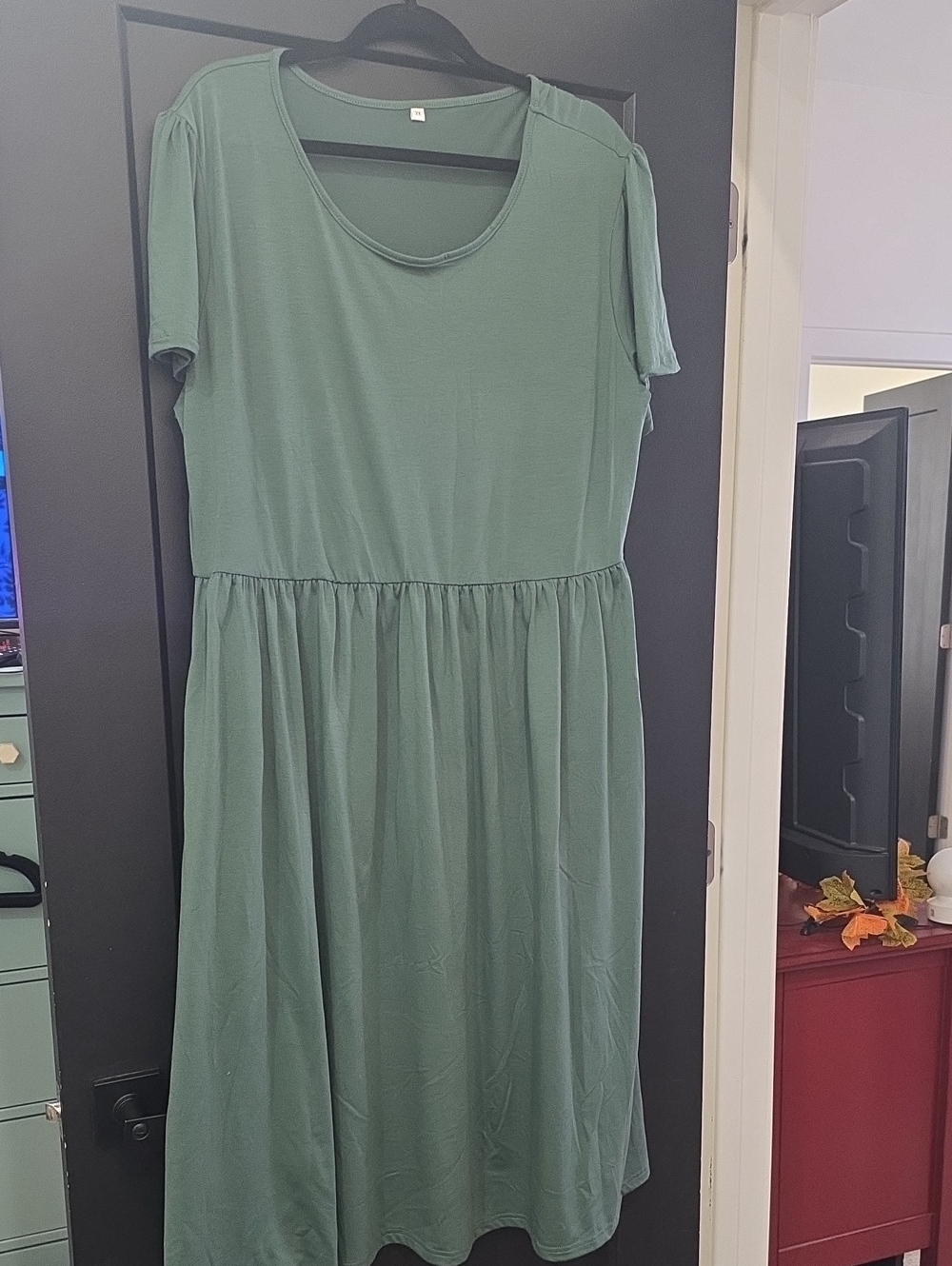 Casual Green Scoop Neck Women's Dress